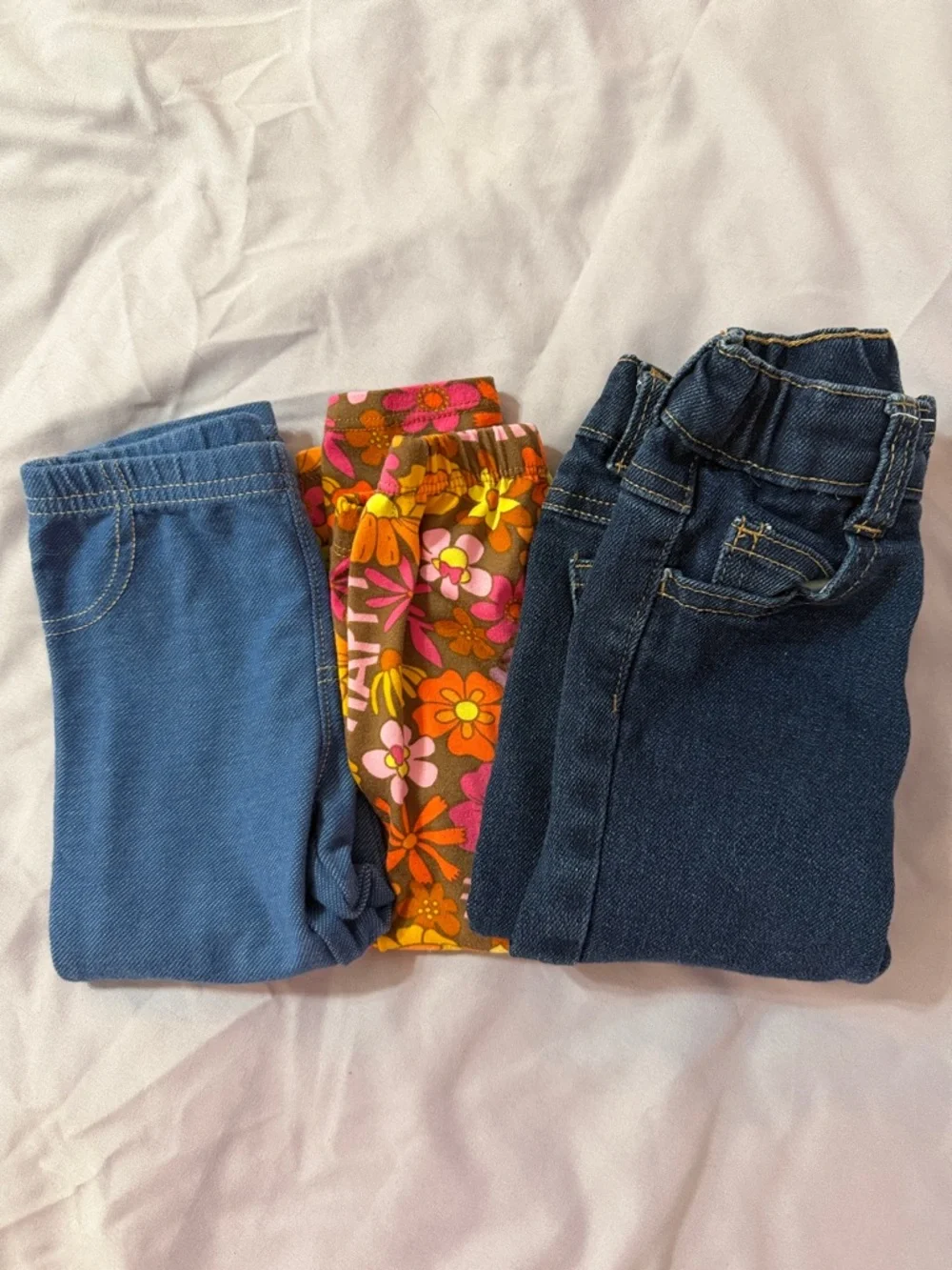 Carter's Toddler Girl Pants Lot (3 pr)18 Month Jeans & Floral & Denim Leggins